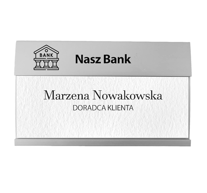 Identyfikator z okienkiem i zapięciem na magnes